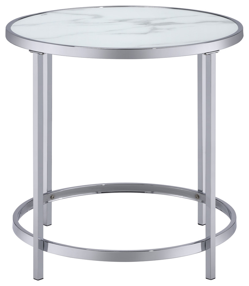 Rayne Faux Marble Top Round End Table Contemporary Side Tables And