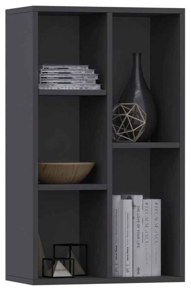vidaXL Book Sideboard Bookshelf Wall Bookcase Gray Engineered