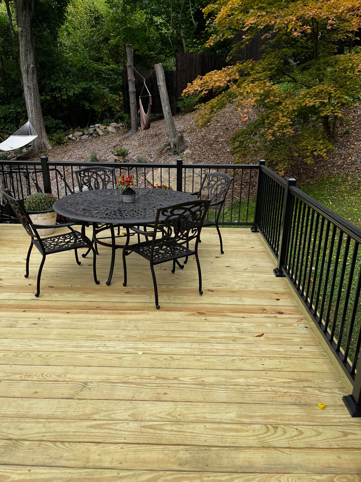 Large pressure treated wood deck