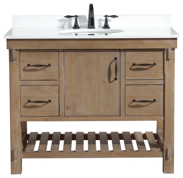 Marina 42" Bathroom Vanity, Weathered Fir Finish Farmhouse Bathroom