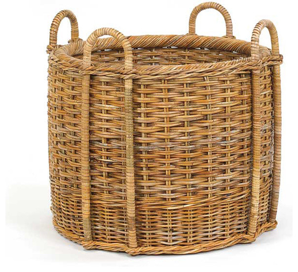 French Country Fireplace Rattan Basket