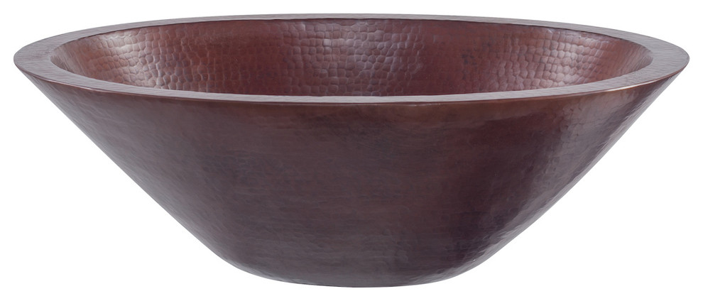 MONTEVIDEO Oval Double Wall Copper Vessel Sink, Antigua Finish, 19"