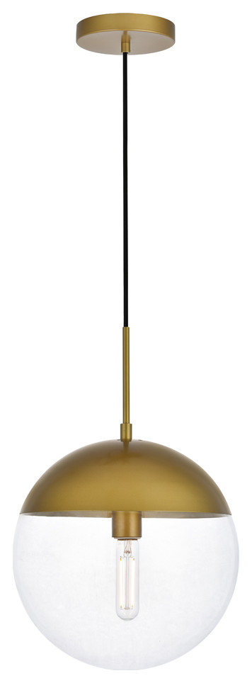 Eclipse 1 Light Pendant, Brass And Clear
