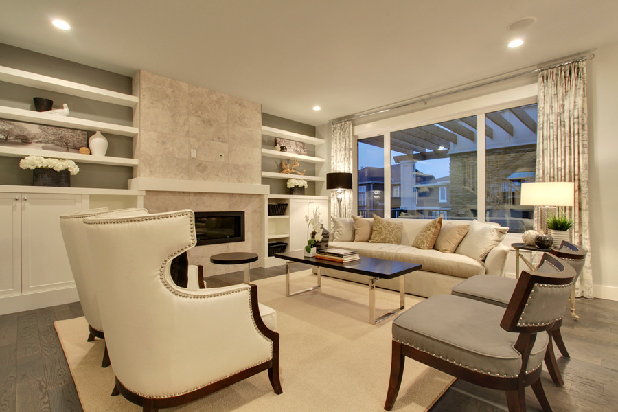 Inspiration for a transitional living room in Calgary.