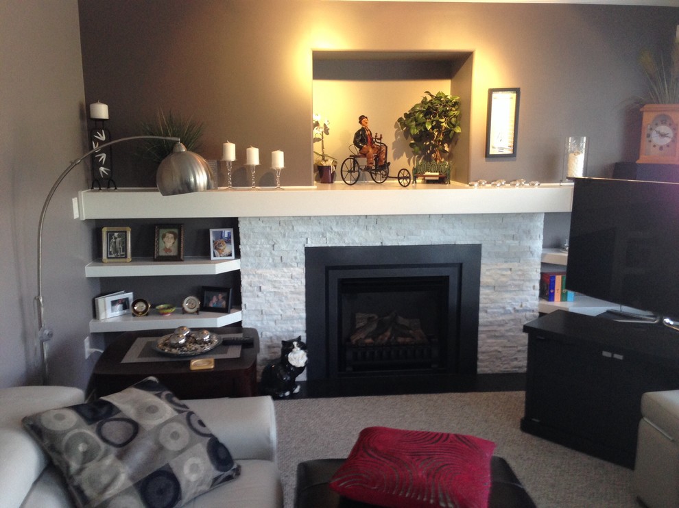 Mantel With Floating Shelves - Transitional - Living Room - Vancouver