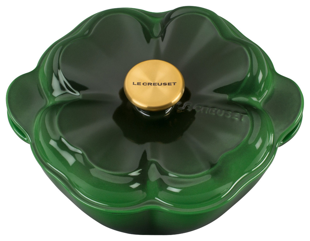 Le Creuset Green Enameled Cast Iron 2.25 Quart Clover Cocotte with Gold  Knob - Traditional - Dutch Ovens And Casseroles - by BIGkitchen | Houzz