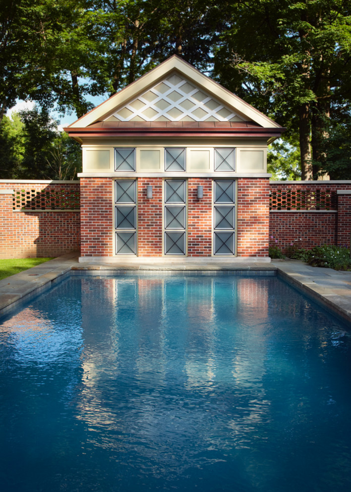 This is an example of a traditional rectangular pool in Toronto.