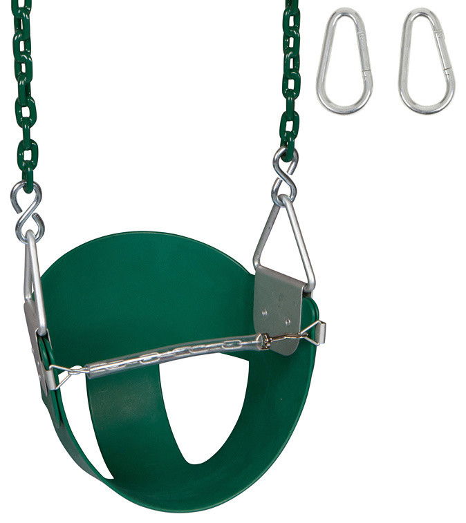 High-Back Half-Bucket Swing Seat With Coated Chain, 5.5', Green