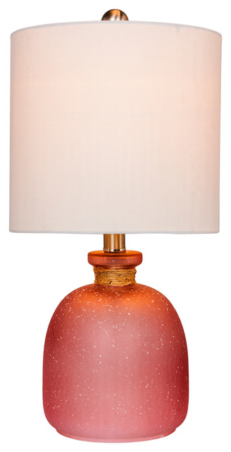 19.5" Coastal Bottle Glass Table Lamp in Frosted Pink