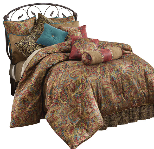 Angelo Comforter Set Paisley And Leopard Faux Leather Rustic Angelo Comforter Set Paisley And Leopard Faux Leather Twin