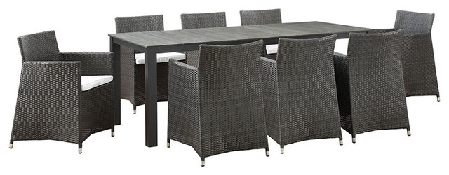 Modway Junction 9 Piece Outdoor Patio Dining Set, Brown White
