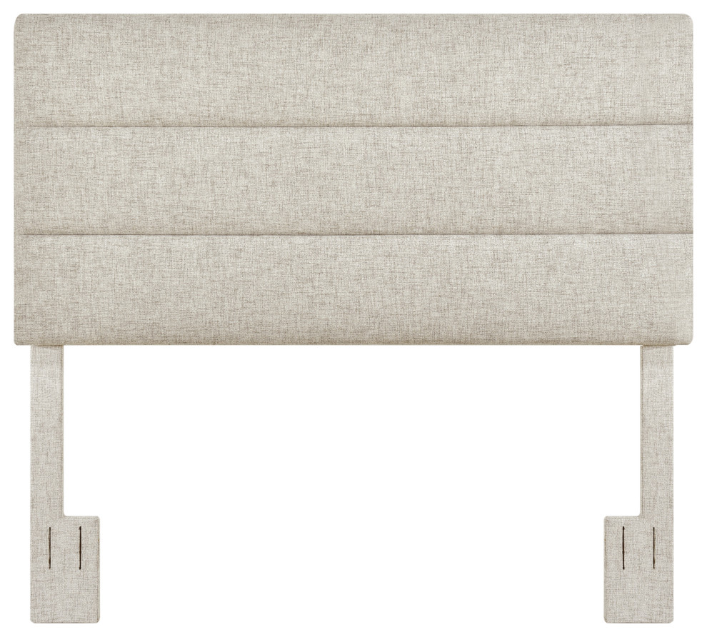 Horizontally Channeled, Adjustable Full or Queen Headboard in Light Gray