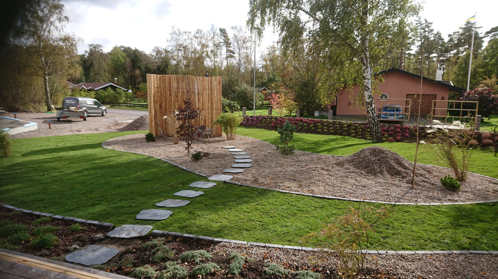 Asiatisk inredning av en trädgård