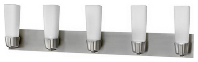 Delta 5 Light Satin Nickel With Frosted White Glass Vanity LED Bath Wall