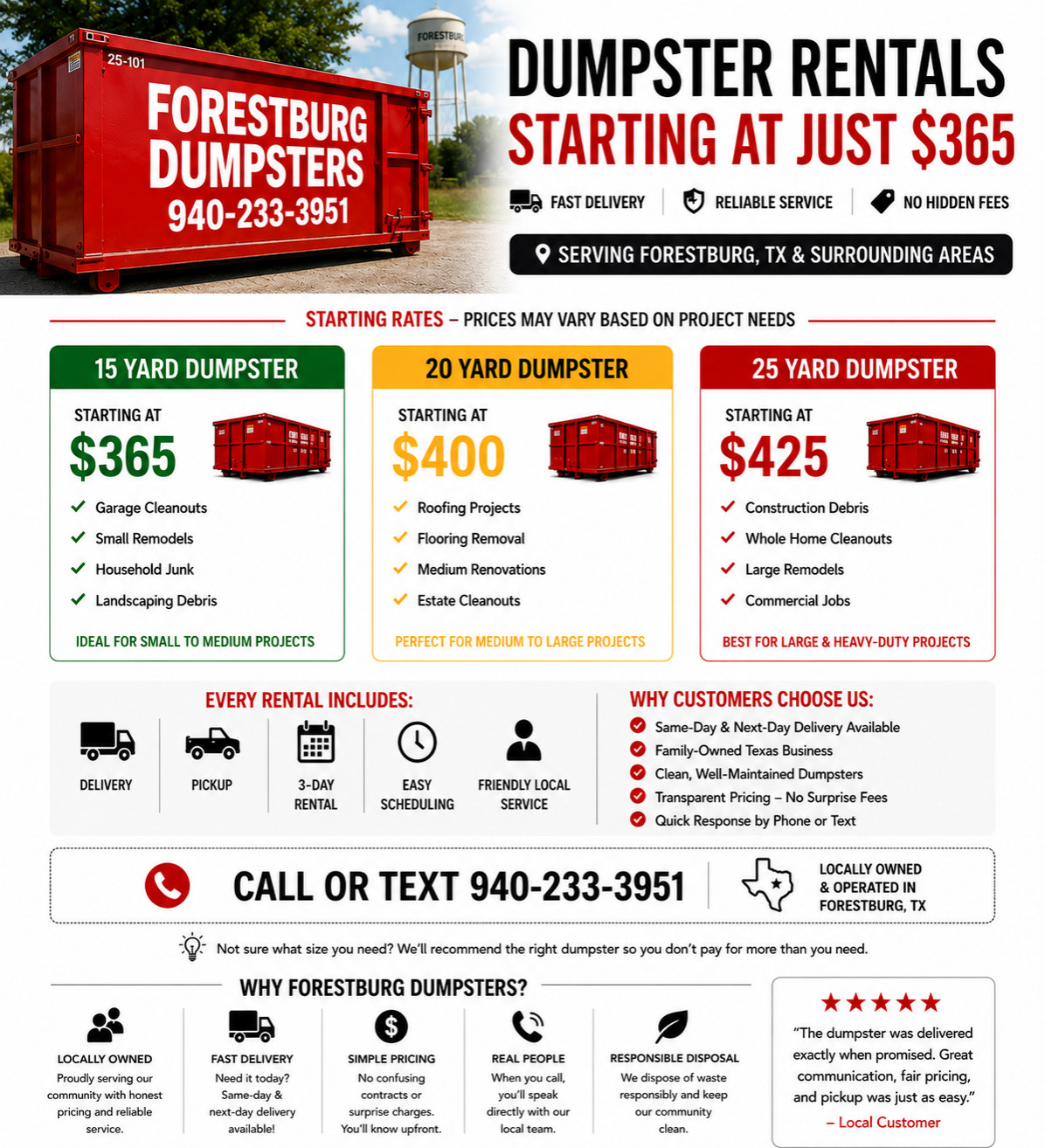 Forestburg dumpsters