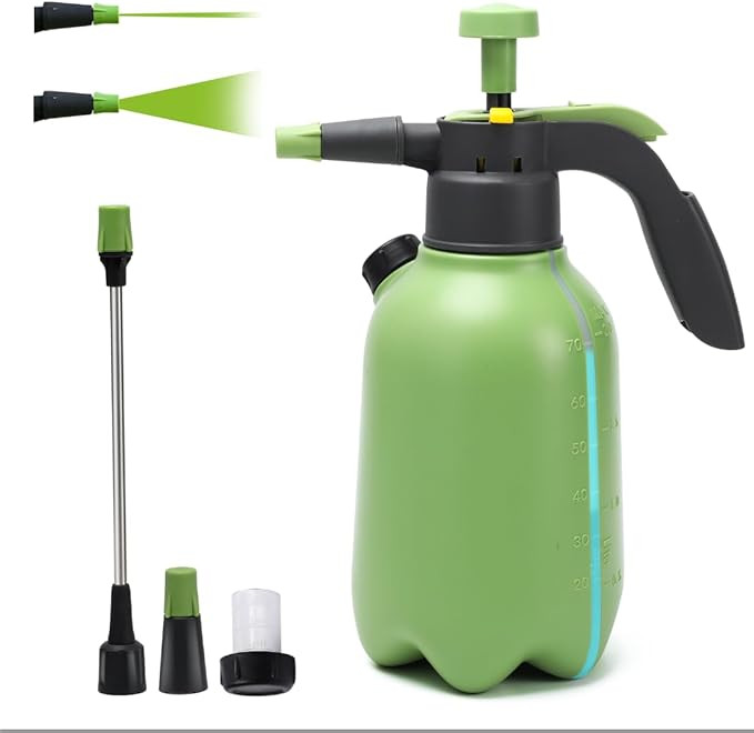 Garden Pump Sprayer, 1/2 Gallon Hand Pump Spray Bottle for Plants, Pressure Water Spray Bottle in Lawn and Garden Yard, Weed Chemical Sprayer with 2 Adjustable Nozzle & Safety Pressure Relief Valve