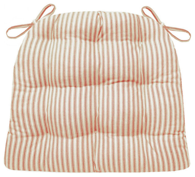 Ticking Stripe Red Dining Chair Pad Reversible Latex Foam Fill Ticking Stripe Red Dining Chair Pad