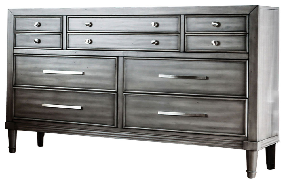 4 Drawers Wooden Dresser with Ball Bearing Metal Glides Design, Gray