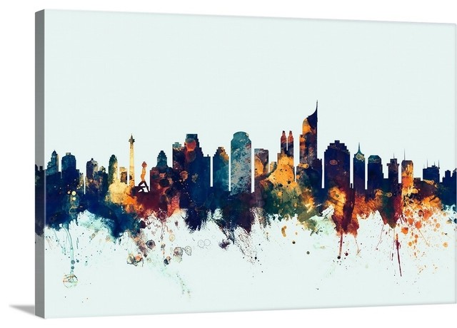 "Jakarta Skyline Indonesia" Gallery-Wrapped Canvas Wall Art