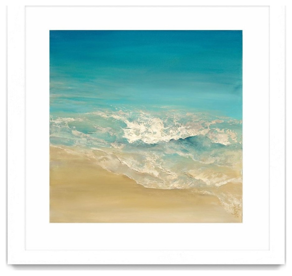 Giant Art 36x36 Coastal Viewpoint II Matted and Framed in Pink Beach