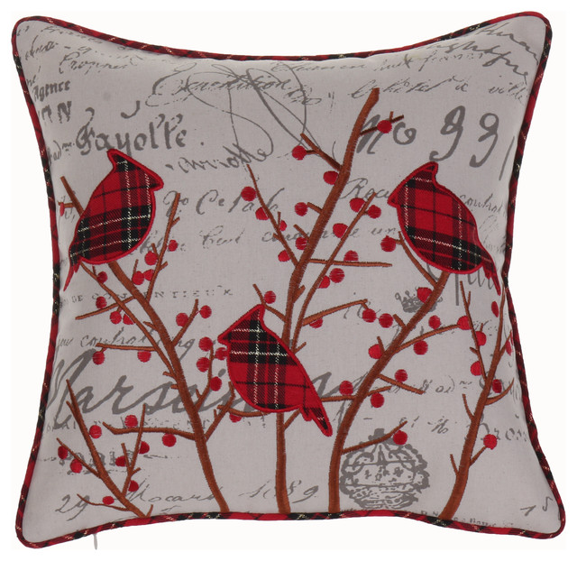Holiday Cardinals Pillow Contemporary Decorative Pillows by 14