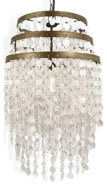 Bodhi Chandelier Natural Shell, Brass Finished Metal