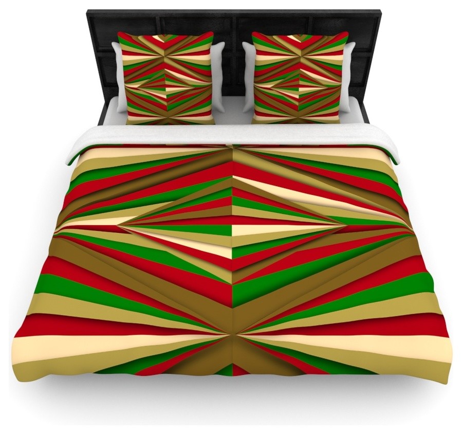 Danny Ivan "Christmas Pattern" Red Green King Featherweight Duvet Cover