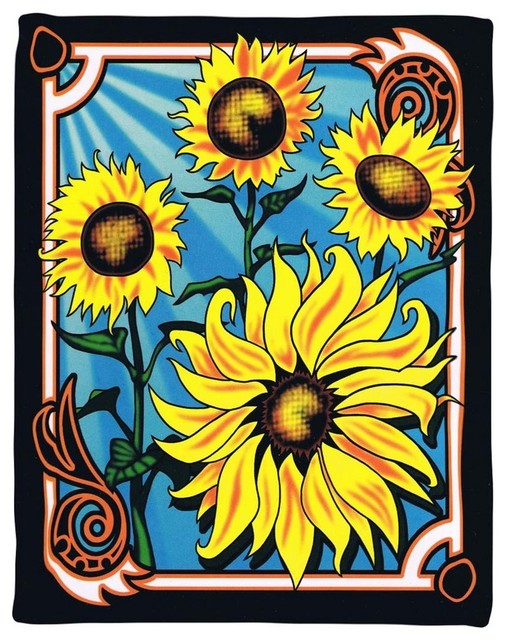 Cheerful Yellow Sunflowers Tapestry/Bedspread