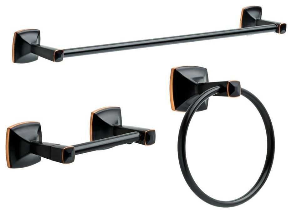 ARISTA Leonard Collection 4Pc Bathroom Accessory Kit Oil-Rubbed Bronze Holder