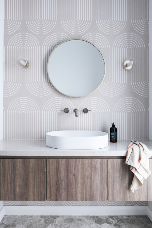 Wallpaper Elegance in a Modern Bathroom