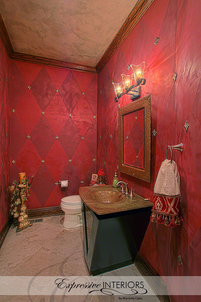 Photo of a contemporary powder room in Chicago.