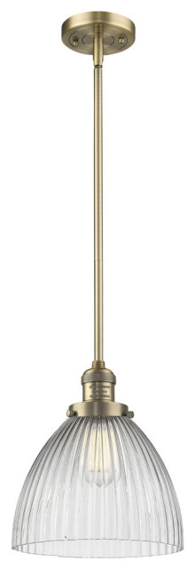 1-Light LED Seneca Falls Pendant, Brushed Brass