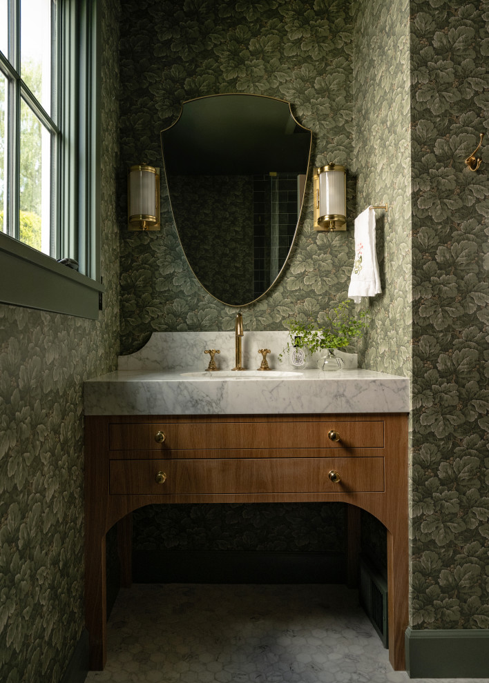 Powder room - traditional powder room idea in Seattle