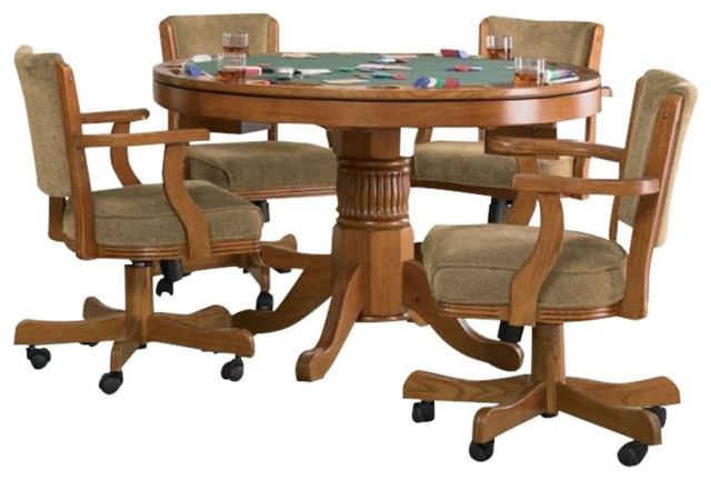 Coaster Mitchell 5-piece Wood Game Table Set Amber and Brown
