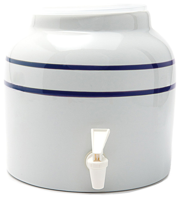 Goldwell Designs Double Stripes Water Dispenser Crock, Blue