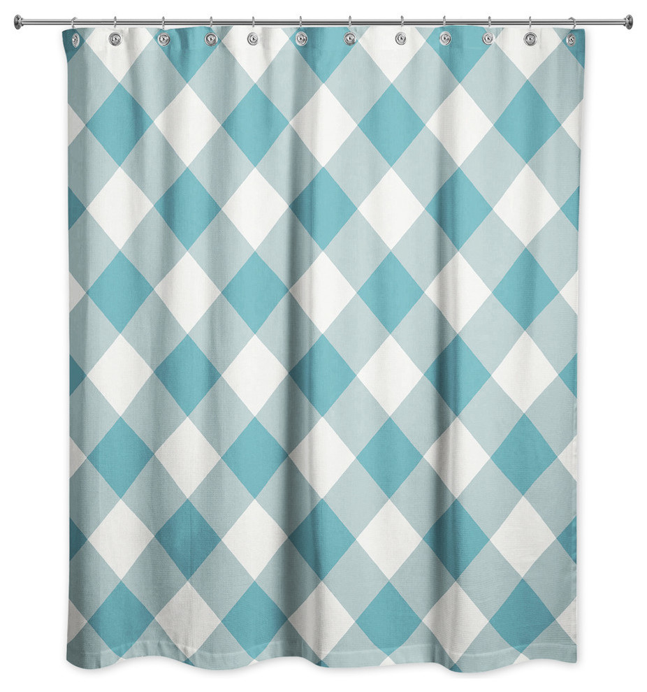 Blue Plaid Shower Curtain Farmhouse Shower Curtains By