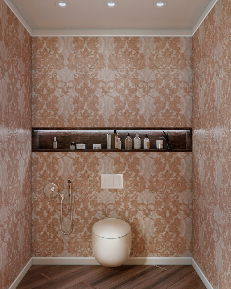 Photo of a contemporary powder room in Moscow.