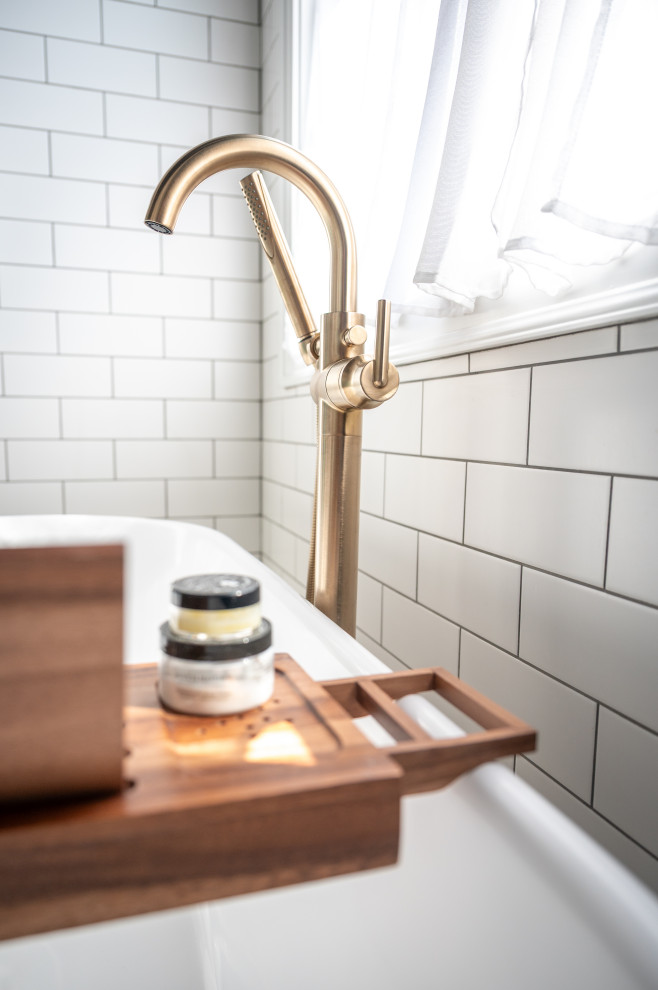 Example of a mid-sized transitional white tile and subway tile mosaic tile floor, white floor and double-sink alcove shower design in Little Rock with shaker cabinets, green cabinets, a bidet, white walls, an undermount sink, quartz countertops, a hinged shower door, white countertops and a built-in vanity