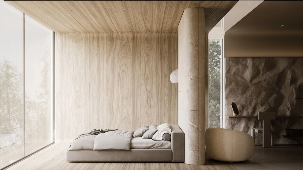 Diseño de dormitorio contemporáneo de tamaño medio