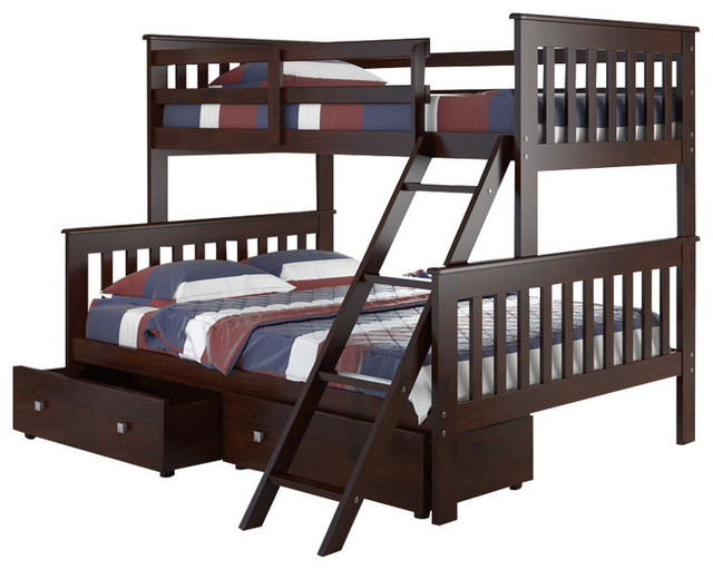 Nebula Bunk Bed With Ladder 2 Under Bed Drawers Cappuccino