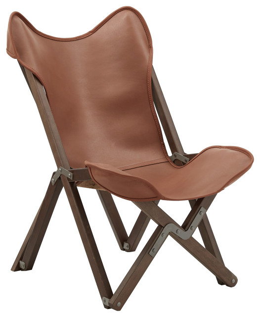 Marchesi Genuine Top Grain Leather Tripolina Sling Chair - Brown Leather