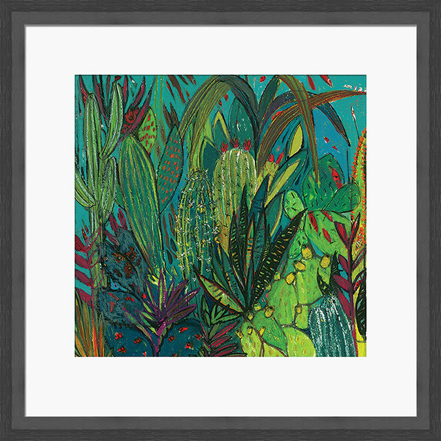 "Cactus Jungle" Framed Print by Shyama Ruffell, 45x45 cm