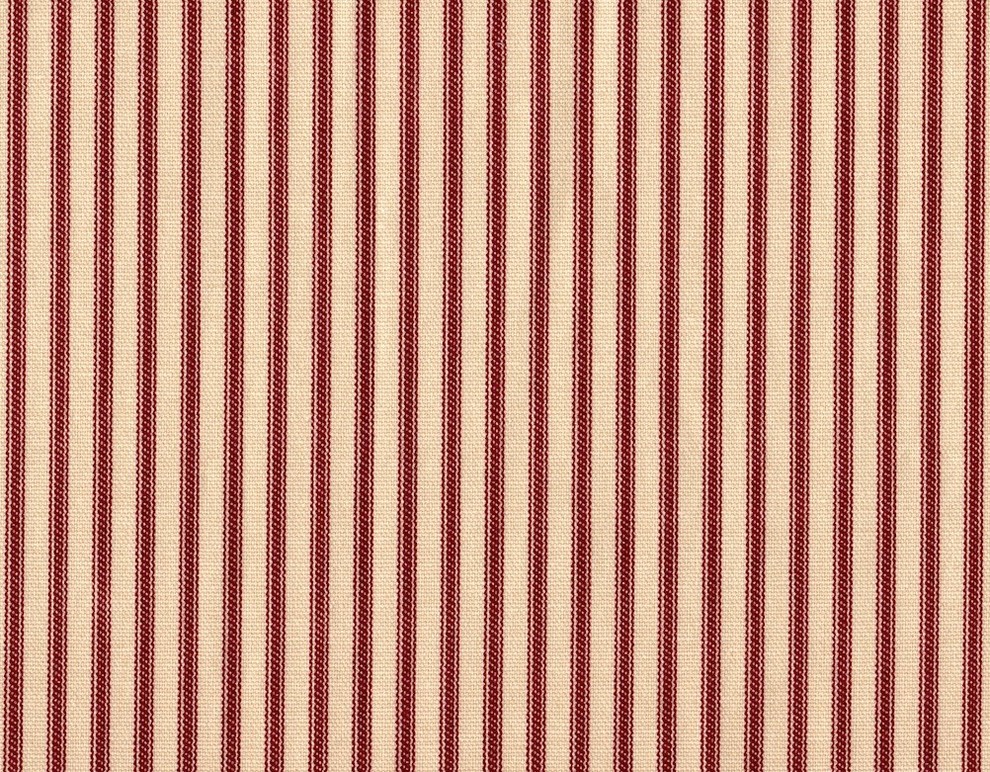 22" Cal King Bedskirt Gathered Crimson Ticking Stripe