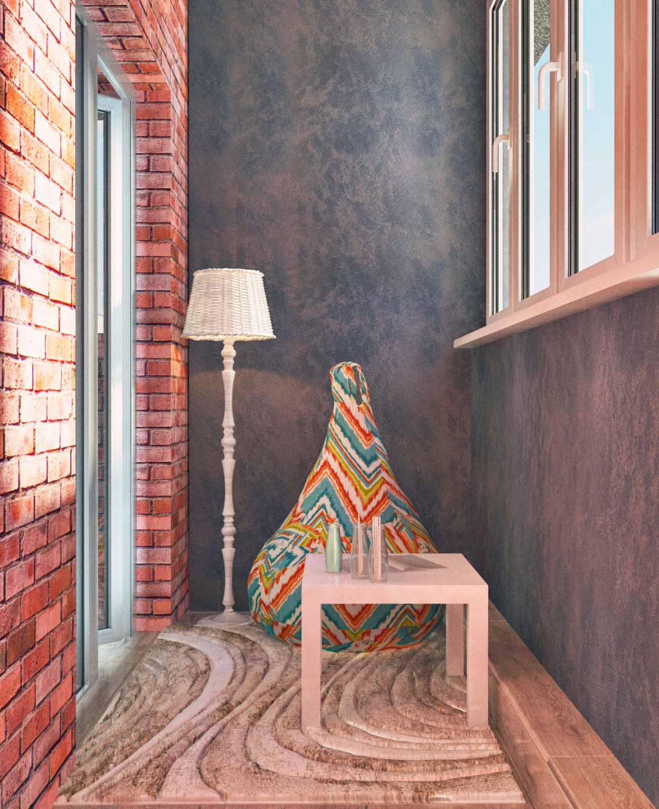 Интерьер трёхкомнатной квартиры. Лофт.