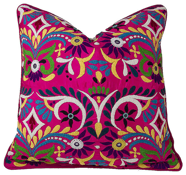 Fuschia Mathuravati Square Contemporary Decorative Pillows By Fuschia Mathuravati Square