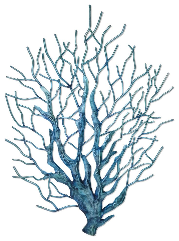 Coral Wall Decor Sea Blue Beach Style Metal Wall Art by Eangee Houzz