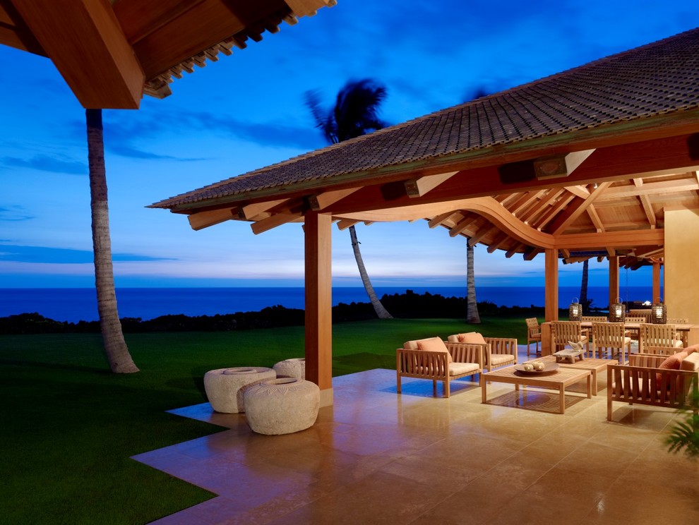Kaupulehu Residence Tropical Patio Hawaii by de Reus Architects
