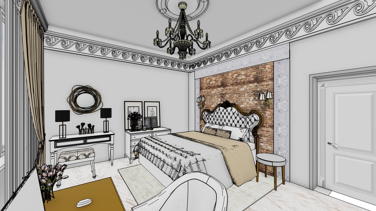 Скетчи спальня