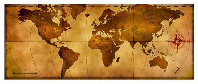Old World Map Antiqued Style Map Art Giclee On Metal