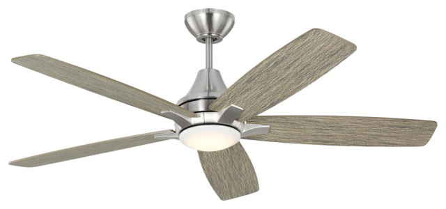 Monte Carlo Lowden 52" Ceiling Fan WithLED Light Kit 5LWDR52BSLGD Brushed Steel